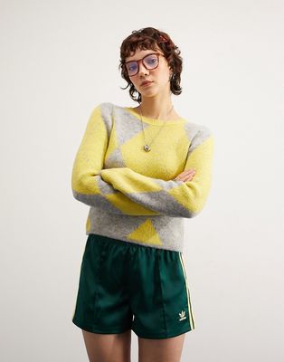 ASOS DESIGN sweater in argyle pattern in yellow