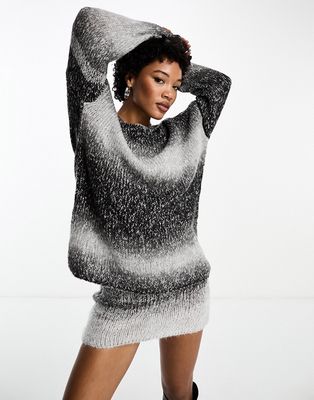 ASOS DESIGN sweater in space dye with open back - part of a set-Gray