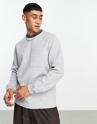 ASOS DESIGN sweatshirt in charcoal gray heather texture - part of a set