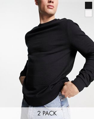 ASOS DESIGN sweatshirt in white/black 2pack-Multi
