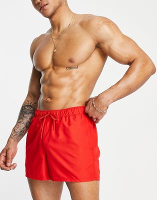 ASOS DESIGN swim shorts in short length in red