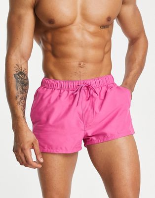 ASOS DESIGN swim shorts in super short length in bright pink