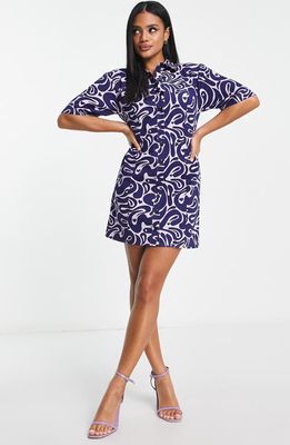 ASOS DESIGN Swirl Print Woven Shirtdress in Multi