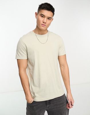 ASOS DESIGN t-shirt with crew neck in stone-Neutral