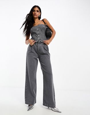 ASOS DESIGN tailored jean in gray pinstripe