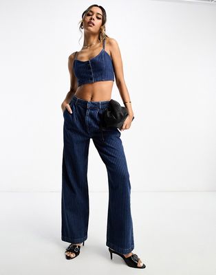 ASOS DESIGN tailored pinstripe jeans - part of a set-Blue