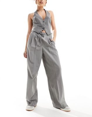 ASOS DESIGN tailored pull on pants in gray