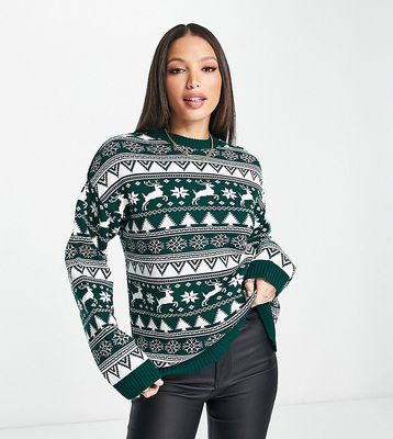 ASOS DESIGN Tall Christmas sweater in fairisle pattern-Multi