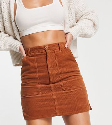 ASOS DESIGN Tall cord patch pocket mini skirt in rust-Red