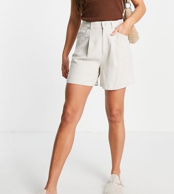 ASOS DESIGN Tall dad short with linen in oatmeal-Neutral
