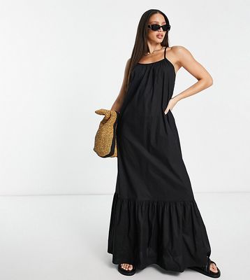 ASOS DESIGN Tall drop hem cami maxi beach dress in black