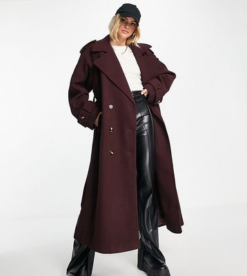 ASOS DESIGN Tall formal trench coat in oxblood-Red