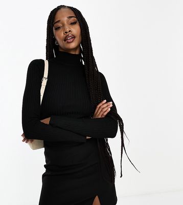 ASOS DESIGN Tall high neck ribbed sweater in black