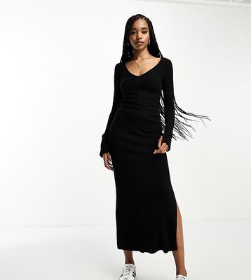 ASOS DESIGN Tall knit ribbed midi skirt in black - part of a set