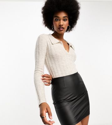 ASOS DESIGN Tall leather-look mini skirt in black