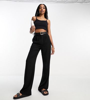 ASOS DESIGN Tall linen relaxed pants in black