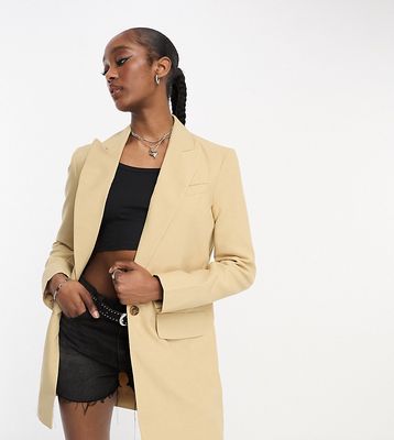 ASOS DESIGN Tall long line perfect blazer in stone-Neutral