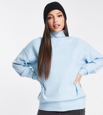 ASOS DESIGN Tall longline sweater with high neck in blue