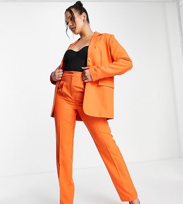 ASOS DESIGN Tall masculine suit pants with elastic waist in orange
