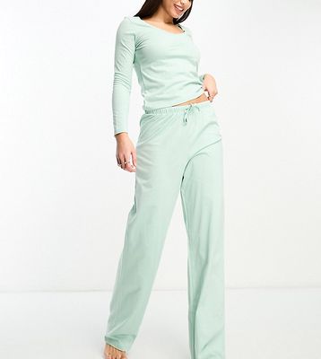 ASOS DESIGN Tall mix & match cotton pajama pants in sage-Green