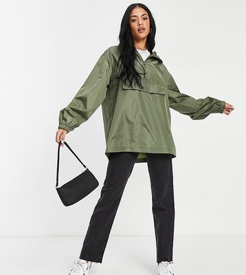ASOS DESIGN Tall overhead rain jacket in khaki-Green