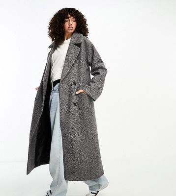 ASOS DESIGN Tall oversized chuck on coat in charcoal boucle-Gray