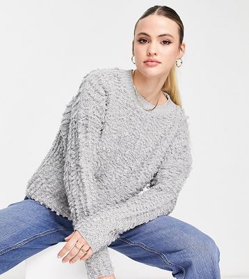 ASOS DESIGN Tall oversized sweater in loopy stitch in gray