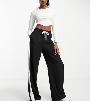 ASOS DESIGN Tall pull on pants with contrast panel in black-Brown