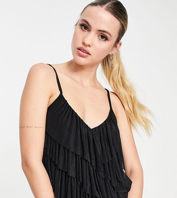ASOS DESIGN Tall ruffle cami top in black - part of a set