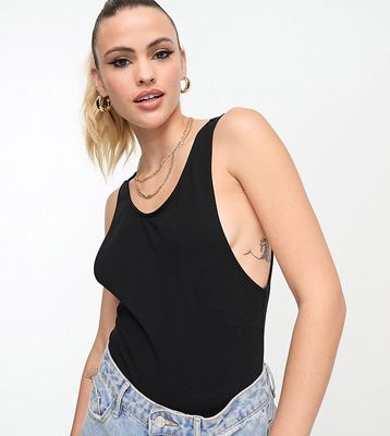 ASOS DESIGN Tall scoop back bodysuit with drop arm hole in black