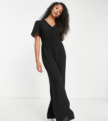 ASOS DESIGN tall short sleeve tea culotte jumpsuit in black - BLACK