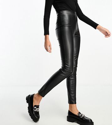 ASOS DESIGN Tall stretch faux leather cigarette pant in black