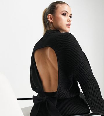 ASOS DESIGN Tall sweater with tie back detail in black - part of a set