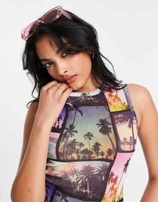 ASOS DESIGN tank with photographic print-Multi