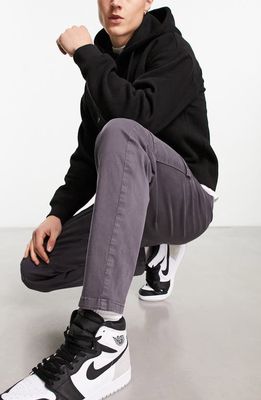 ASOS DESIGN Tapered Cargo Trousers in Charcoal