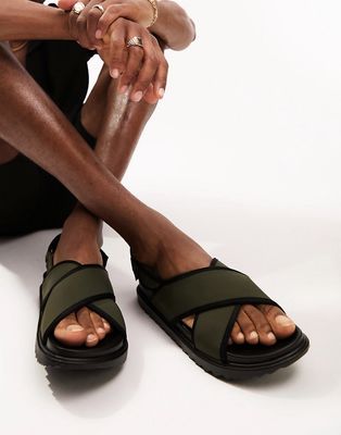 ASOS DESIGN tech sandals in khaki-Green