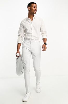 ASOS DESIGN Texture Skinny Suit Trousers in Light Grey