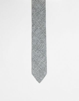 ASOS DESIGN textured tie in charcoal-Gray