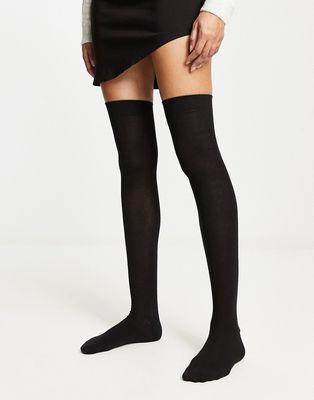ASOS DESIGN thigh-high socks in black