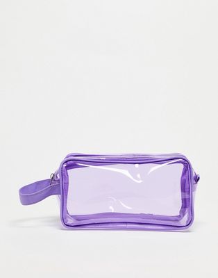 ASOS DESIGN toiletry bag in transparent lilac-Purple