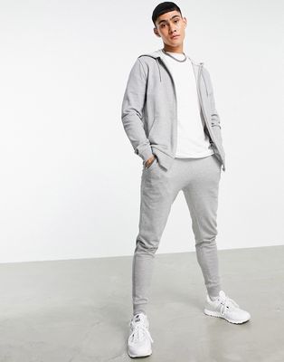 ASOS DESIGN tracksuit with skinny hoodie and skinny sweatpants in gray-Grey