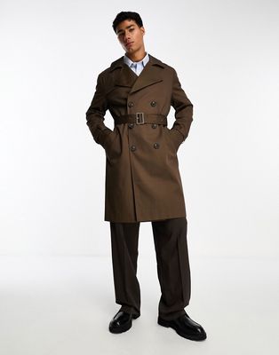 ASOS DESIGN trench coat in brown