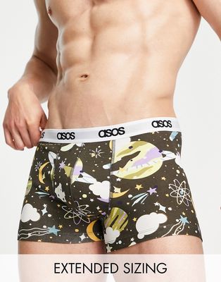 ASOS DESIGN trunks with space print-Black