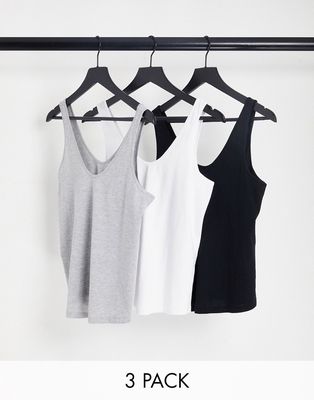 ASOS DESIGN ultimate tank top with scoop neck in cotton blend in 3 pack SAVE-Multi