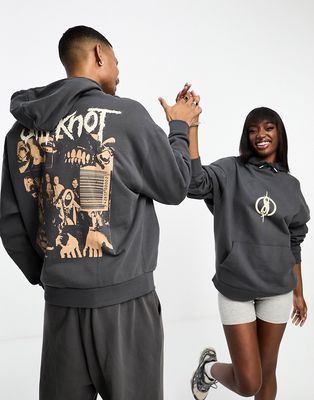 ASOS DESIGN unisex license oversized hoodie with Slipknot graphics in charcoal-Gray