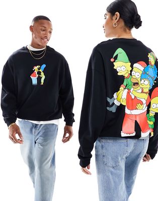 ASOS DESIGN unisex oversized sweatshirt with Christmas Simpsons print in black
