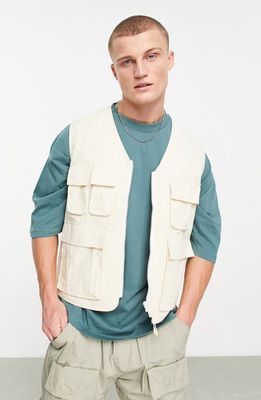 ASOS DESIGN Utility Cotton Blend Cargo Vest in Blonde