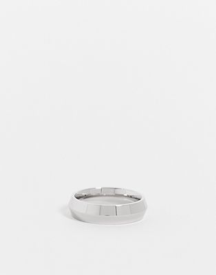 ASOS DESIGN waterproof stainless steel band ring with knife edge in silver tone