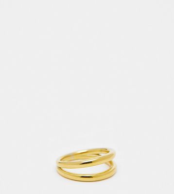 ASOS DESIGN waterproof stainless steel ring with double band design in gold tone