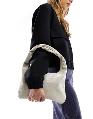 ASOS DESIGN weave loop handle shoulder bag in off white